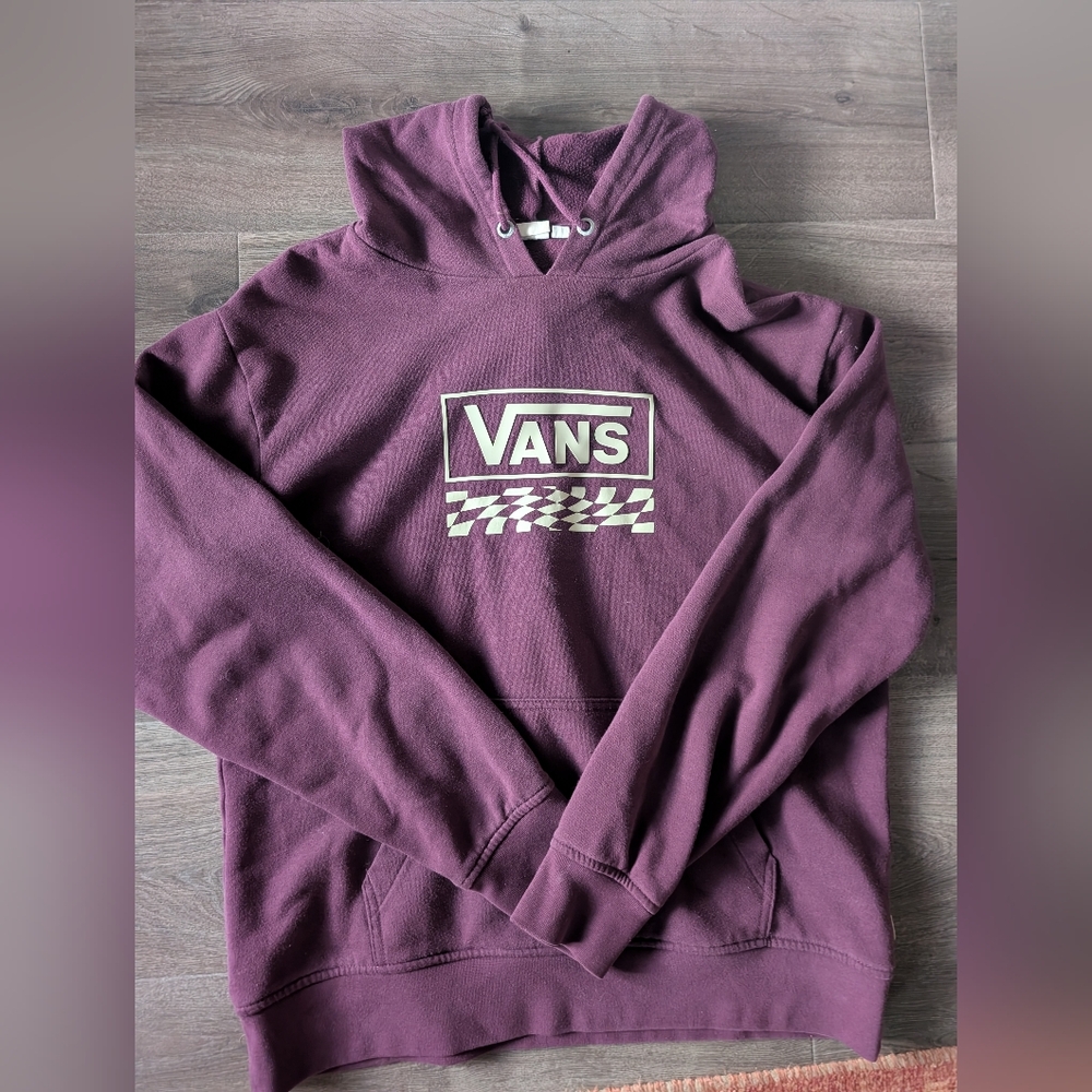 Vans Purple Sweatshirt with Logo and Checkerboard Design